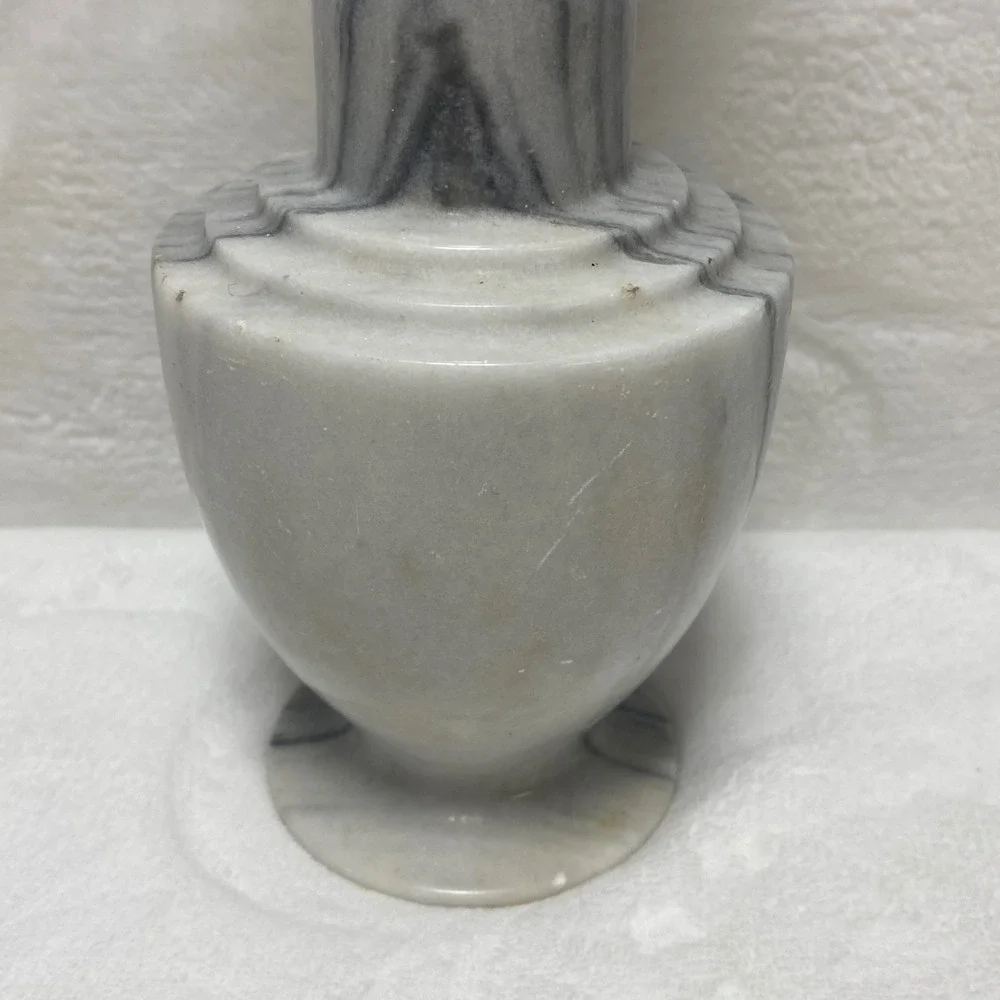 Marble Vase Stone Carved Floral Swirl Design Decorative Tabletop‎ Accent *SEE*